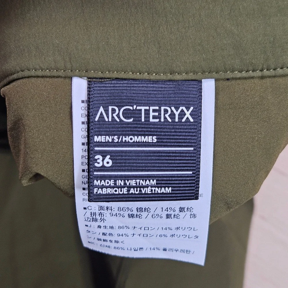 Arc'teryx Lefroy Short Mens 36 Olive Green Hiking Lightweight Technical Outdoor